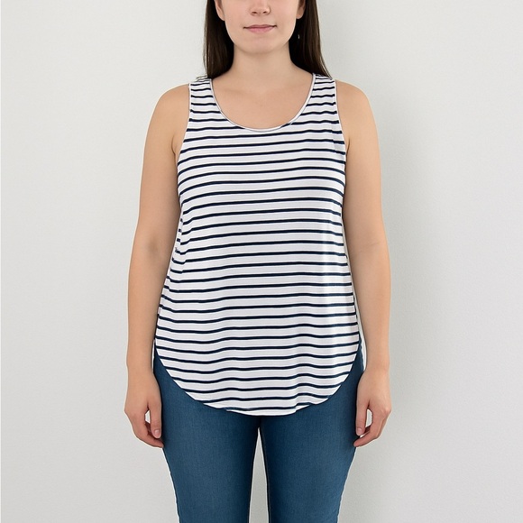 La Hearts Blue and White Striped Tank Top Size Medium. - Picture 1 of 7